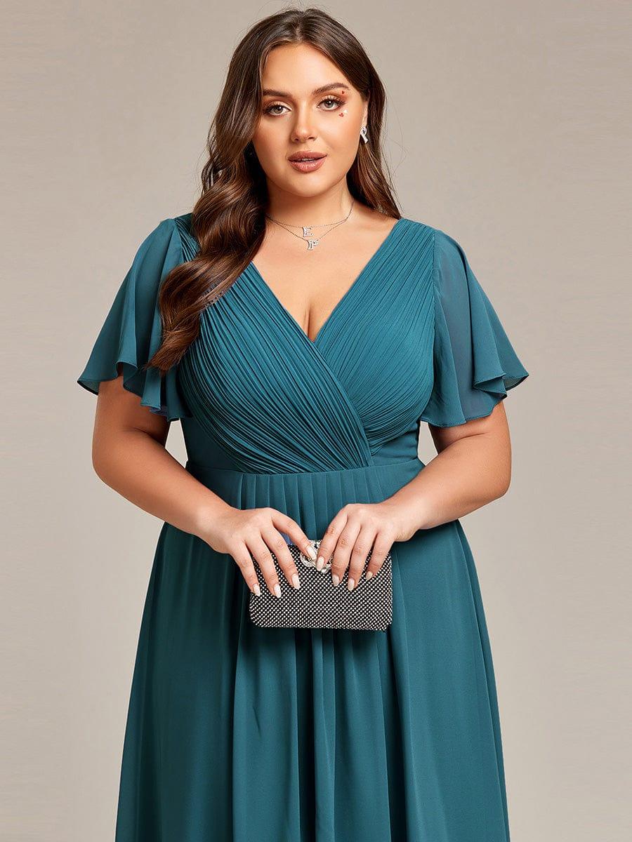 EG01923TE-PR5_0b0af5a3-578a-4d19-94a5-d8fffb3af559 Plus Size Double V-Neck Ruffles Sleeve Chiffon Midi Wedding Guest Dress - Image 66