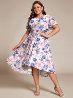 Chic A-Line Pleated Knee-Length Flowy Chiffon Wedding Guest Dress - Image 4