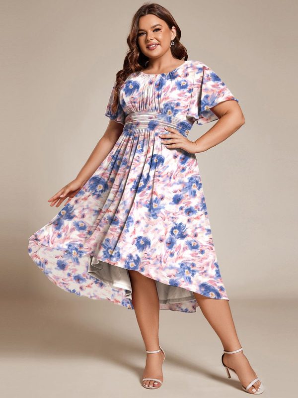 Chic A-Line Pleated Knee-Length Flowy Chiffon Wedding Guest Dress - Image 4