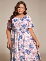 Chic A-Line Pleated Knee-Length Flowy Chiffon Wedding Guest Dress - Image 5