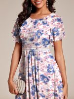 Chic A-Line Pleated Knee-Length Flowy Chiffon Wedding Guest Dress - Image 3