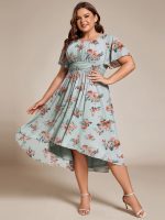Chic A-Line Pleated Knee-Length Flowy Chiffon Wedding Guest Dress - Image 8