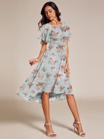 Chic A-Line Pleated Knee-Length Flowy Chiffon Wedding Guest Dress - Image 6