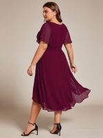 Flowy Chiffon Round Neckline A-Line Knee Length Wedding Guest Dress - Image 35