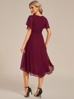 Flowy Chiffon Round Neckline A-Line Knee Length Wedding Guest Dress - Image 14