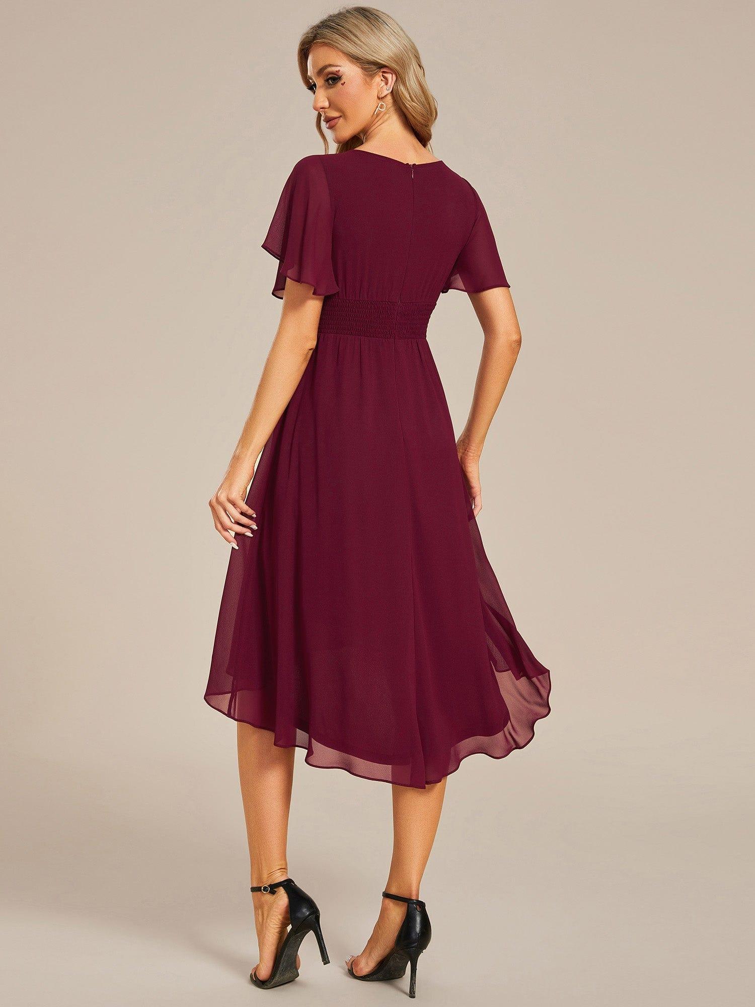 EG02053BD-R2 Flowy Chiffon Round Neckline A-Line Knee Length Wedding Guest Dress - Image 14