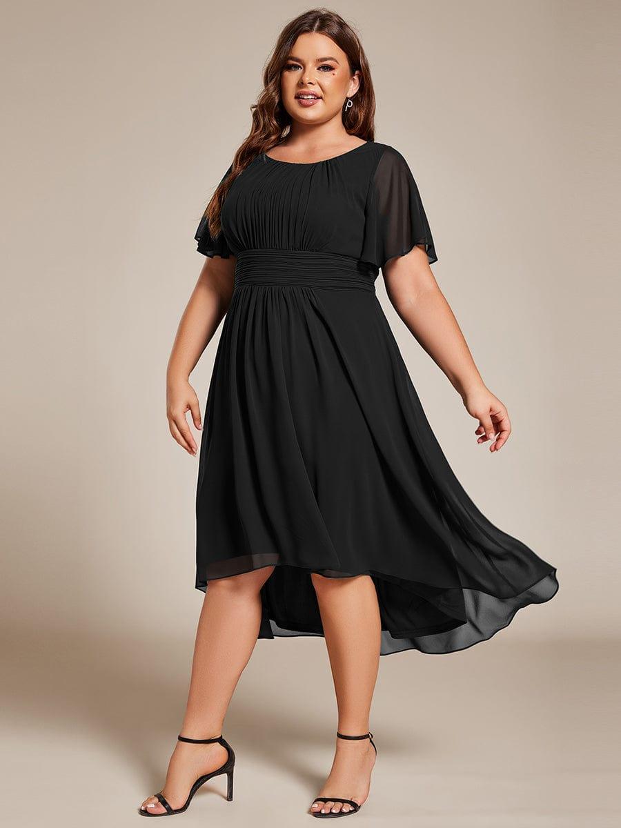 EG02053BK-PR3_acdbebe3-fc52-41c2-a9fb-ee2141fb45b6 Flowy Chiffon Round Neckline A-Line Knee Length Wedding Guest Dress - Image 37