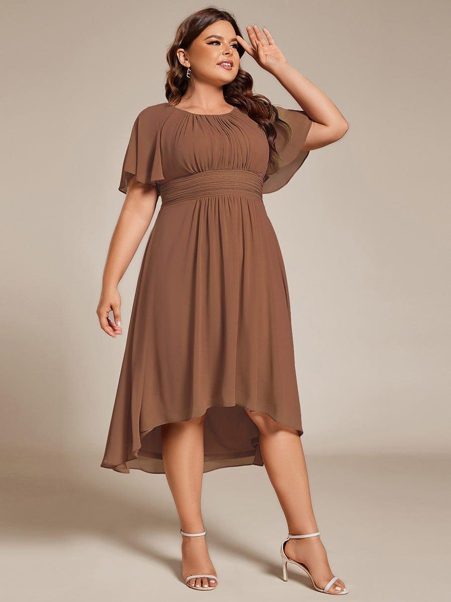 EG02053BN-PR4_bf1bf261-29de-48d6-beca-7a6b7c7213a5 Flowy Chiffon Round Neckline A-Line Knee Length Wedding Guest Dress - Image 101