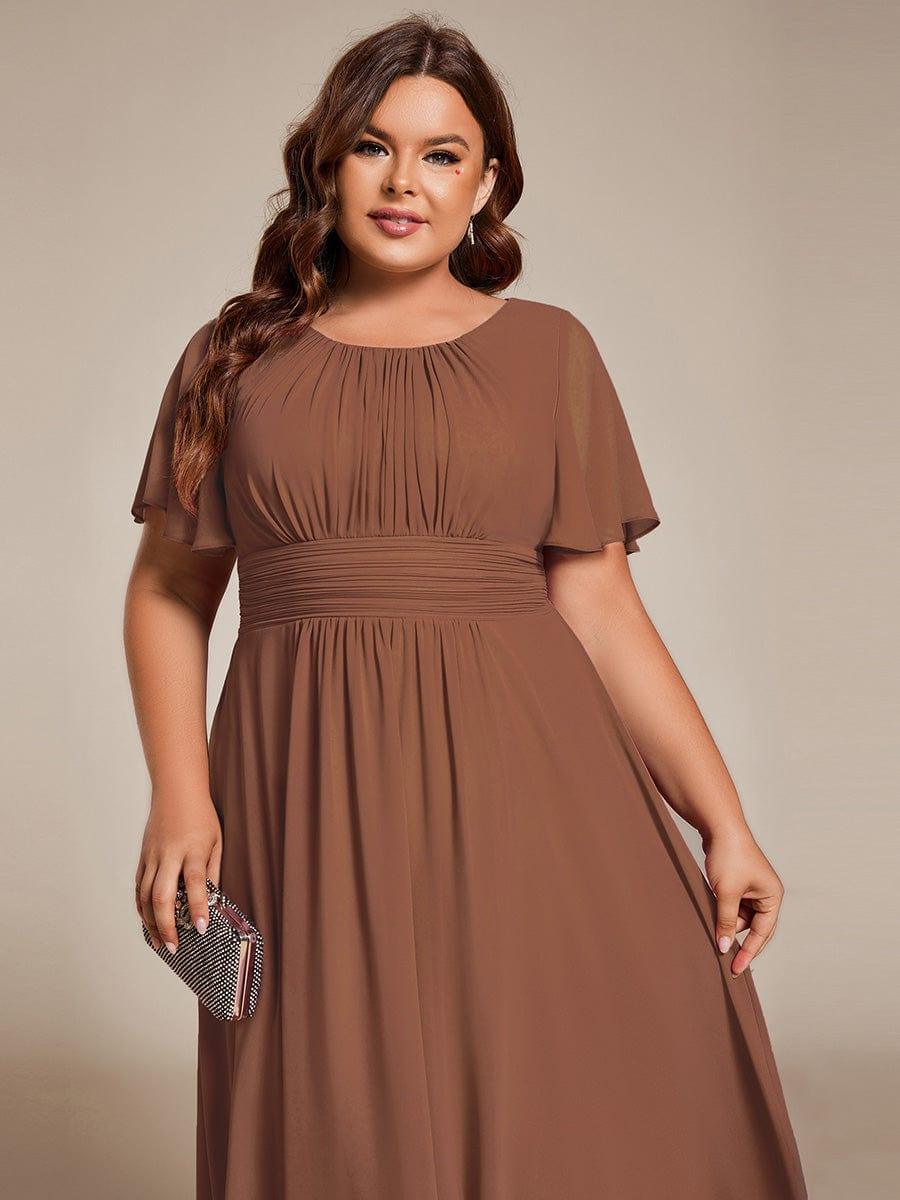 EG02053BN-PR5_6e6f6b7c-1159-47d6-b3f7-9f49669752ed Flowy Chiffon Round Neckline A-Line Knee Length Wedding Guest Dress - Image 102