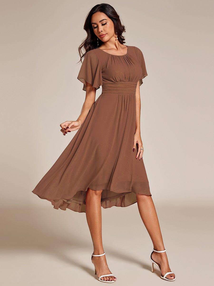 EG02053BN-R3_db5219a7-9a06-4c92-b91d-32d9921fafac Flowy Chiffon Round Neckline A-Line Knee Length Wedding Guest Dress - Image 95