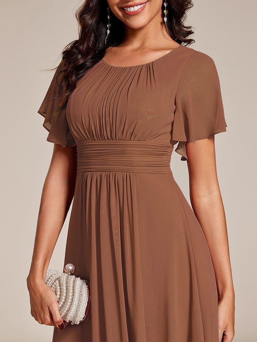 EG02053BN-R5_97187f61-72fa-4762-a5b5-6cec9420654f Flowy Chiffon Round Neckline A-Line Knee Length Wedding Guest Dress - Image 97