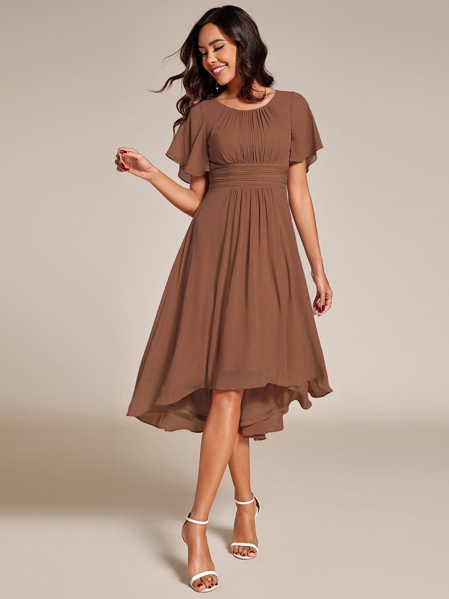 EG02053BN-R_5ae145d4-ecc2-4ac6-b3f8-4a16f9632767 Flowy Chiffon Round Neckline A-Line Knee Length Wedding Guest Dress - Image 93