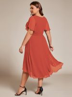 Flowy Chiffon Round Neckline A-Line Knee Length Wedding Guest Dress - Image 83