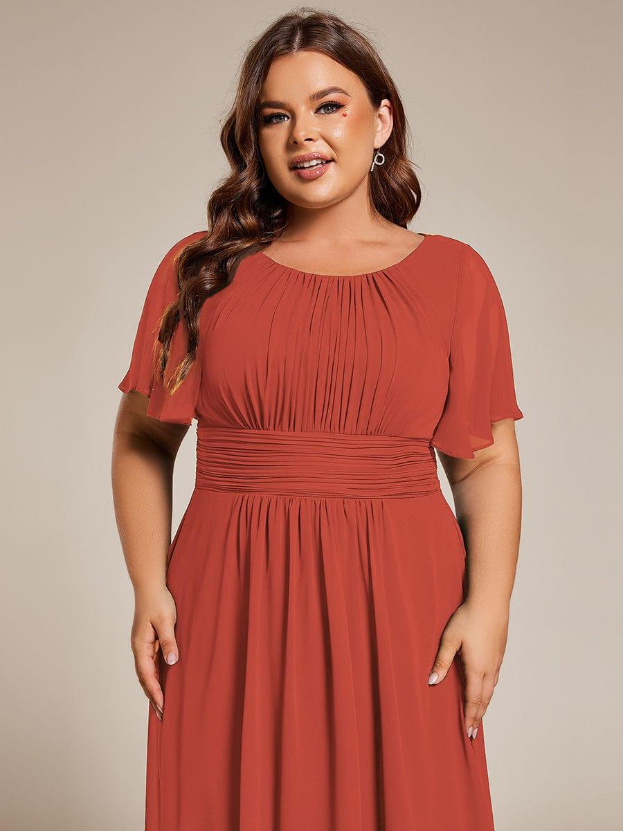 EG02053BO-PR5_36e5089f-1b3a-4d75-ae57-4b39b1db7ed3 Plus Size Pleated Round Neckline A-Line Midi Chiffon Wedding Guest Dress - Image 48