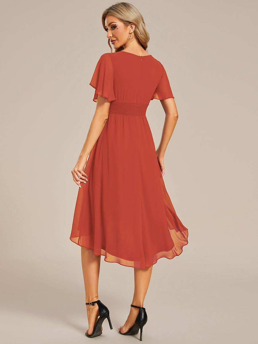EG02053BO-R2 Flowy Chiffon Round Neckline A-Line Knee Length Wedding Guest Dress - Image 78