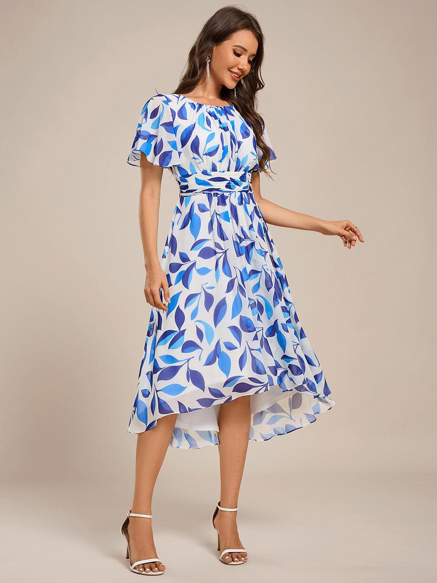 EG02053BU-R3 Flowy Chiffon Round Neckline A-Line Knee Length Wedding Guest Dress - Image 128