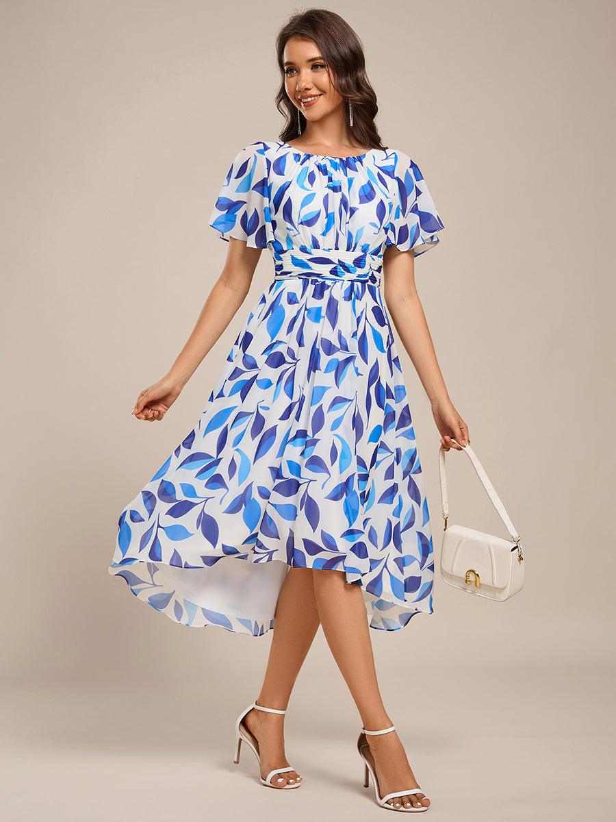 EG02053BU-R4 Flowy Chiffon Round Neckline A-Line Knee Length Wedding Guest Dress - Image 124