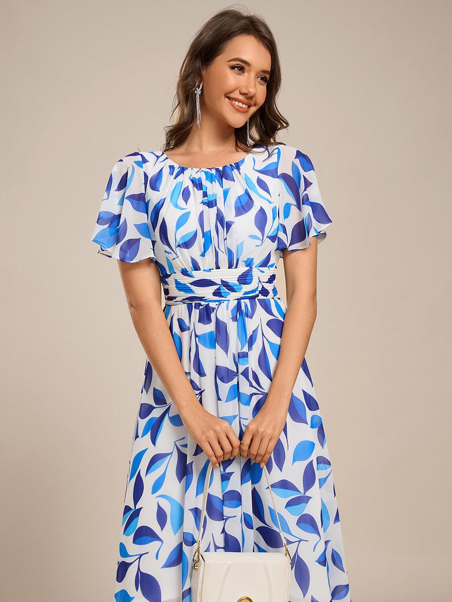 EG02053BU-R5 Flowy Chiffon Round Neckline A-Line Knee Length Wedding Guest Dress - Image 126
