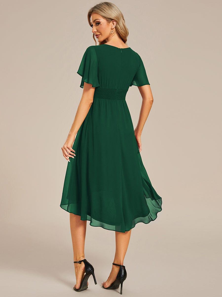 EG02053DG-R2 Flowy Chiffon Round Neckline A-Line Knee Length Wedding Guest Dress - Image 24