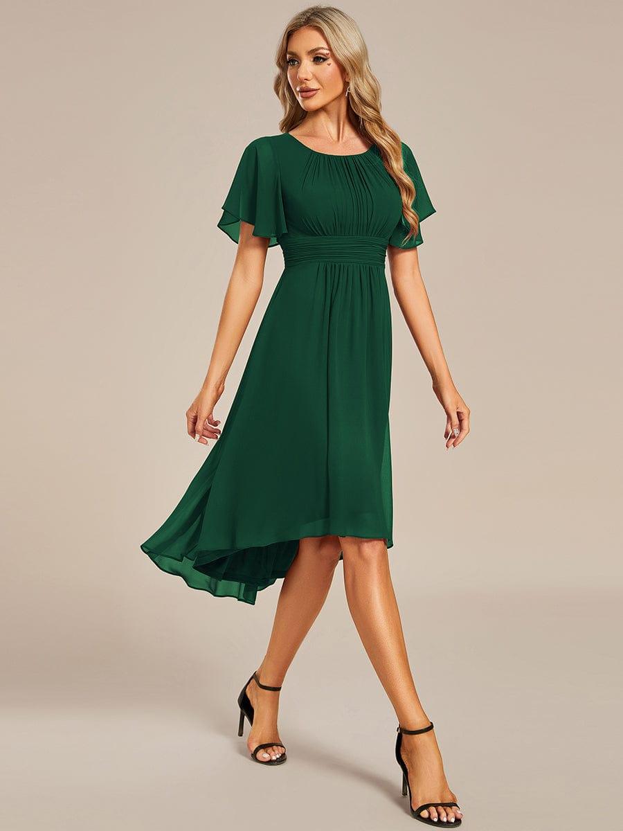 EG02053DG-R3 Flowy Chiffon Round Neckline A-Line Knee Length Wedding Guest Dress - Image 26