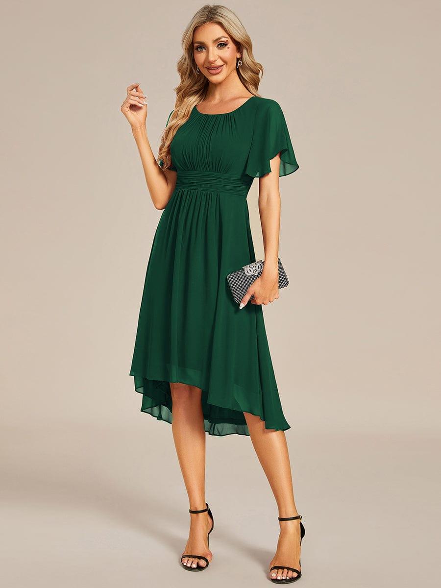 EG02053DG-R4 Flowy Chiffon Round Neckline A-Line Knee Length Wedding Guest Dress - Image 27