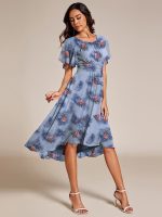 Chic A-Line Pleated Knee-Length Flowy Chiffon Wedding Guest Dress - Image 10