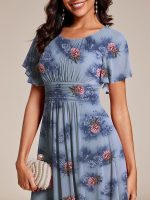 Chic A-Line Pleated Knee-Length Flowy Chiffon Wedding Guest Dress - Image 11