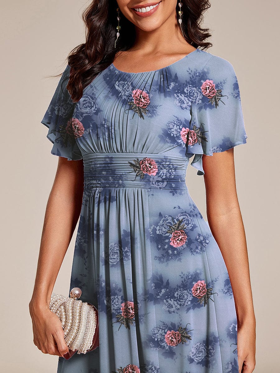 EG02053DO-R2 Chic A-Line Pleated Knee-Length Flowy Chiffon Wedding Guest Dress - Image 11
