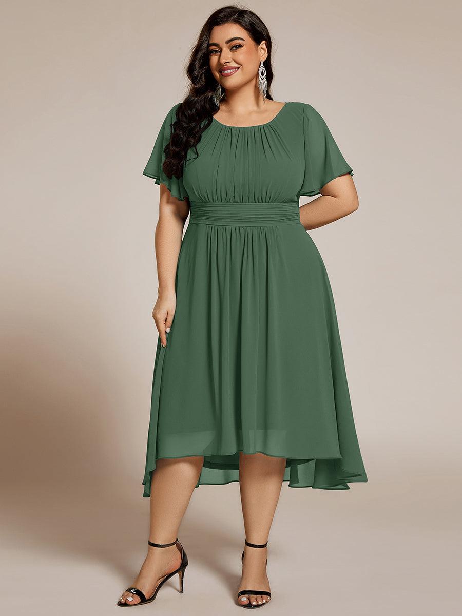 EG02053EU-PR Flowy Chiffon Round Neckline A-Line Knee Length Wedding Guest Dress - Image 132