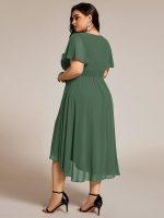 Flowy Chiffon Round Neckline A-Line Knee Length Wedding Guest Dress - Image 133