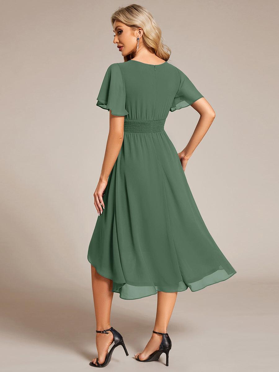 EG02053EU-R2 Flowy Chiffon Round Neckline A-Line Knee Length Wedding Guest Dress - Image 2
