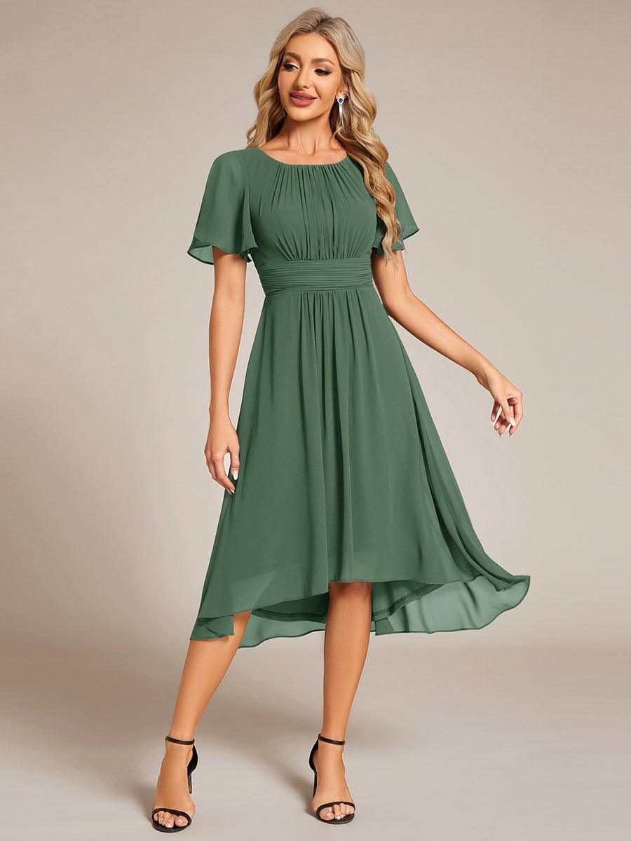 EG02053EU-R3 Flowy Chiffon Round Neckline A-Line Knee Length Wedding Guest Dress - Image 1