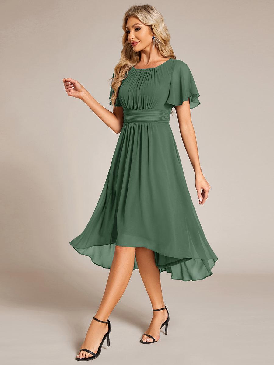 EG02053EU-R4 Flowy Chiffon Round Neckline A-Line Knee Length Wedding Guest Dress - Image 130