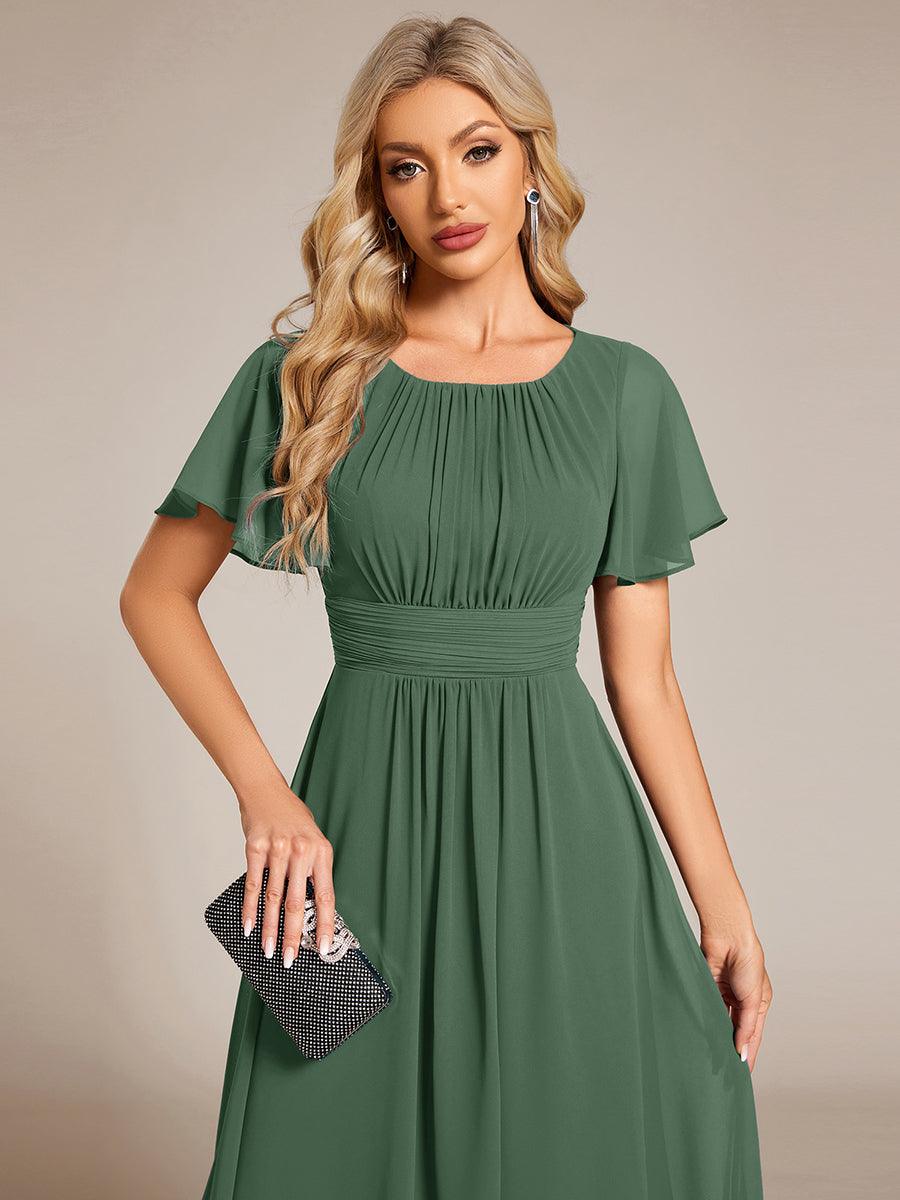 EG02053EU-R5 Flowy Chiffon Round Neckline A-Line Knee Length Wedding Guest Dress - Image 129