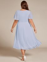 Flowy Chiffon Round Neckline A-Line Knee Length Wedding Guest Dress - Image 117