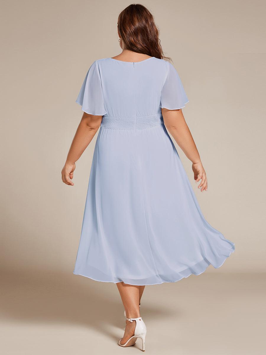 EG02053IB-PR2 Flowy Chiffon Round Neckline A-Line Knee Length Wedding Guest Dress - Image 117