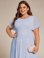 Flowy Chiffon Round Neckline A-Line Knee Length Wedding Guest Dress - Image 118