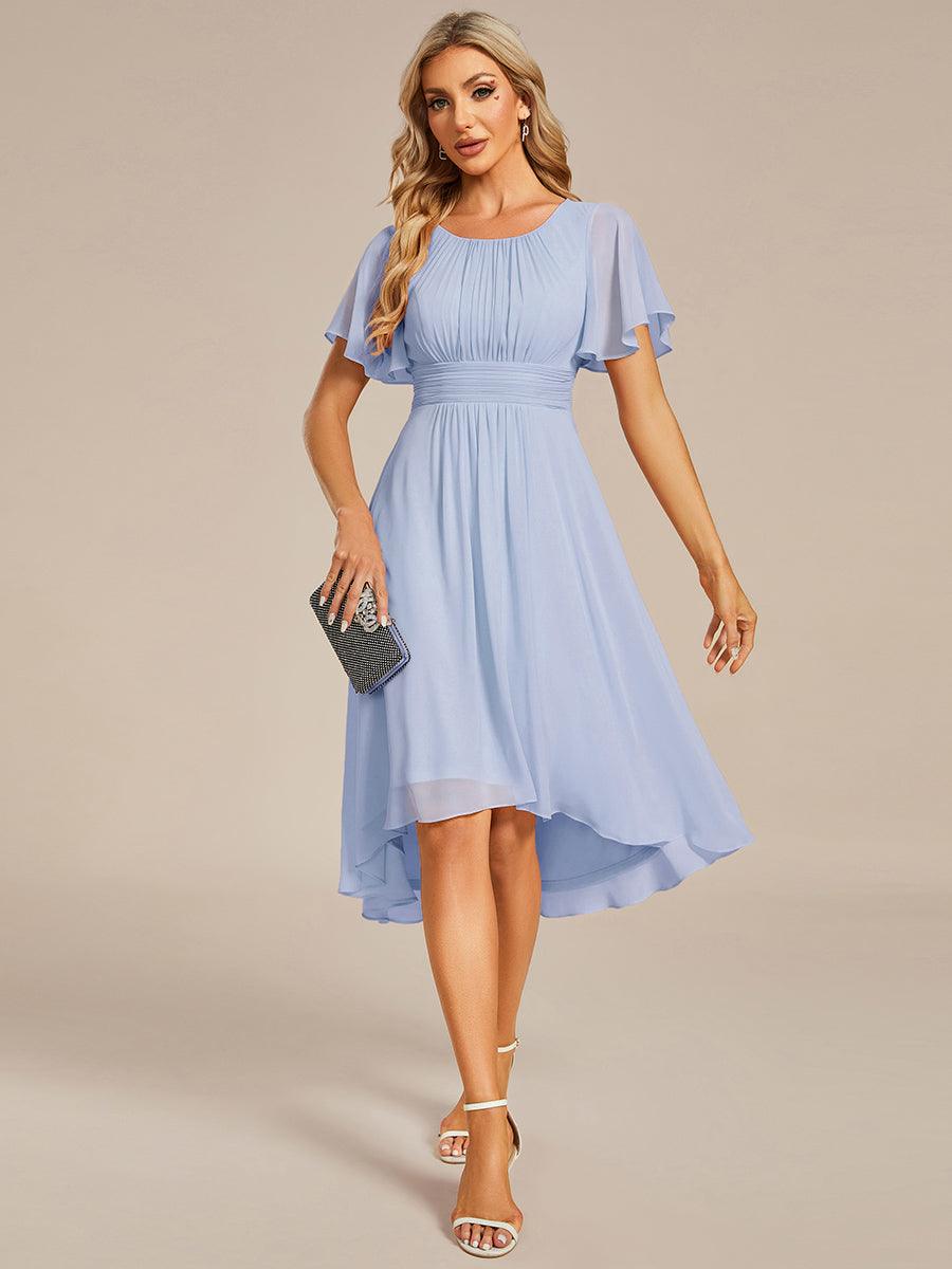 EG02053IB-R Flowy Chiffon Round Neckline A-Line Knee Length Wedding Guest Dress - Image 115