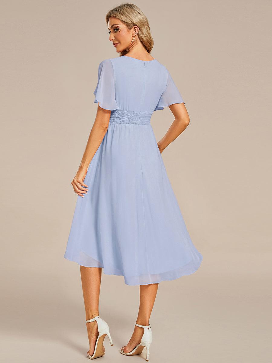 EG02053IB-R2 Flowy Chiffon Round Neckline A-Line Knee Length Wedding Guest Dress - Image 112