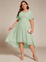 Flowy Chiffon Round Neckline A-Line Knee Length Wedding Guest Dress - Image 90