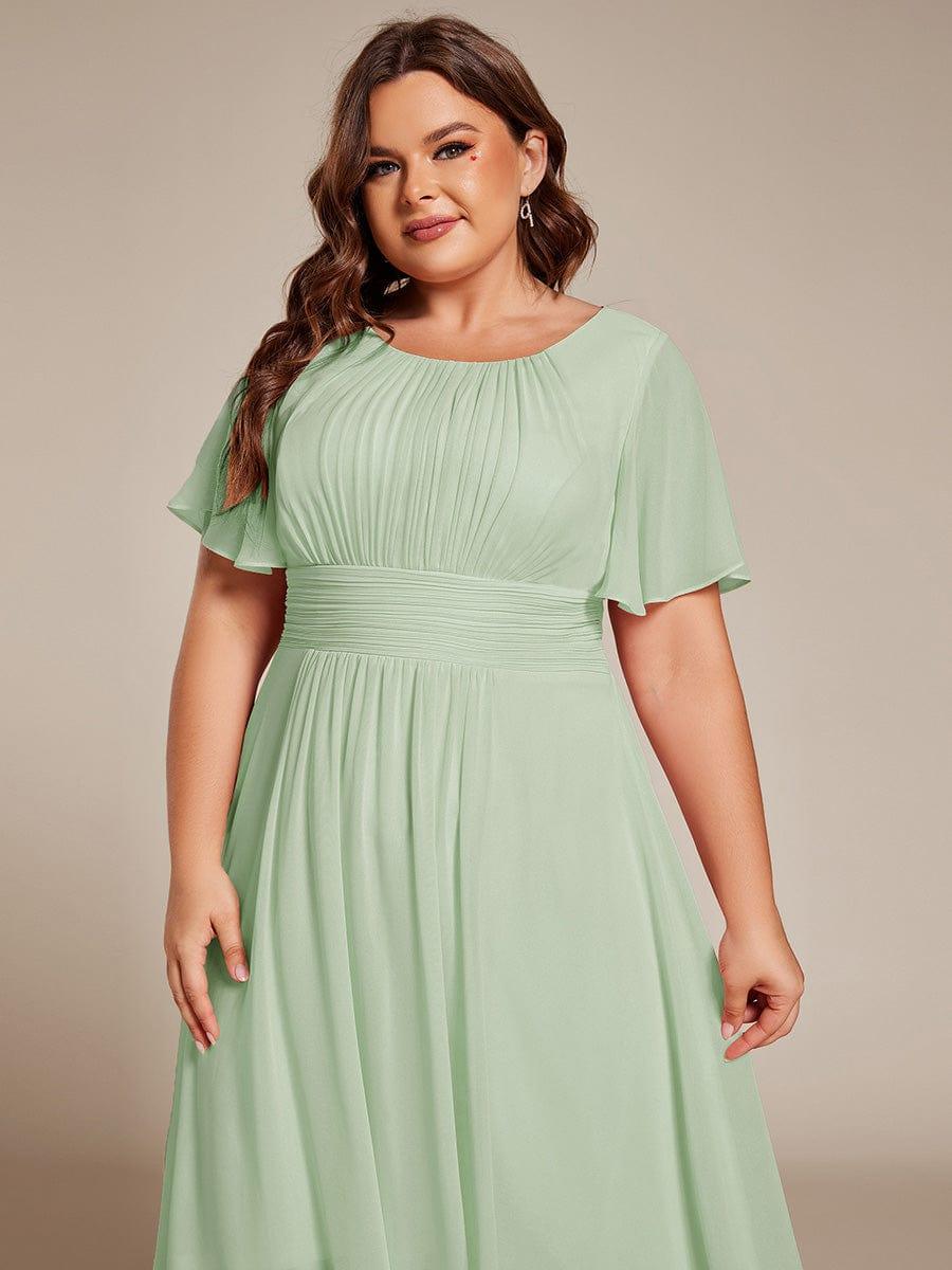 EG02053MG-PR5 Flowy Chiffon Round Neckline A-Line Knee Length Wedding Guest Dress - Image 92