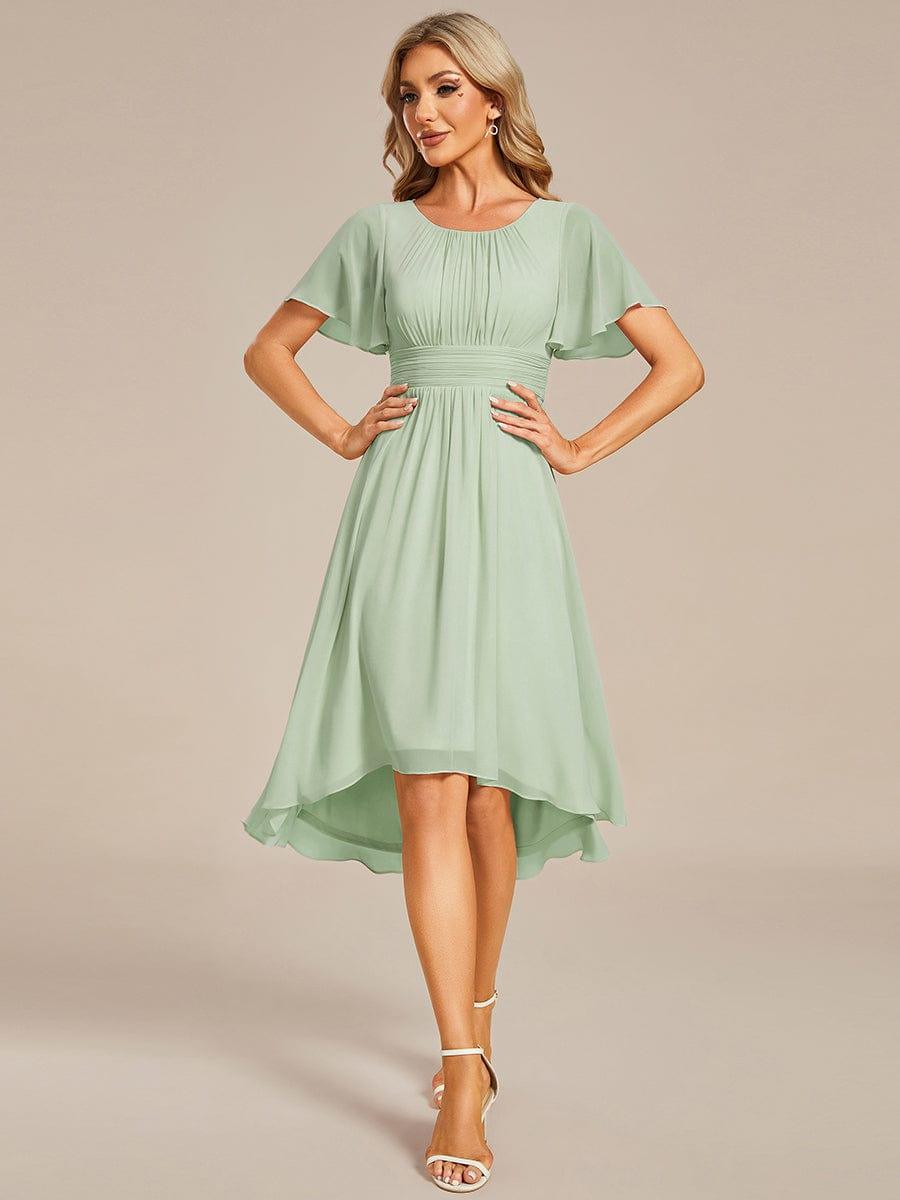 EG02053MG-R3 Flowy Chiffon Round Neckline A-Line Knee Length Wedding Guest Dress - Image 88