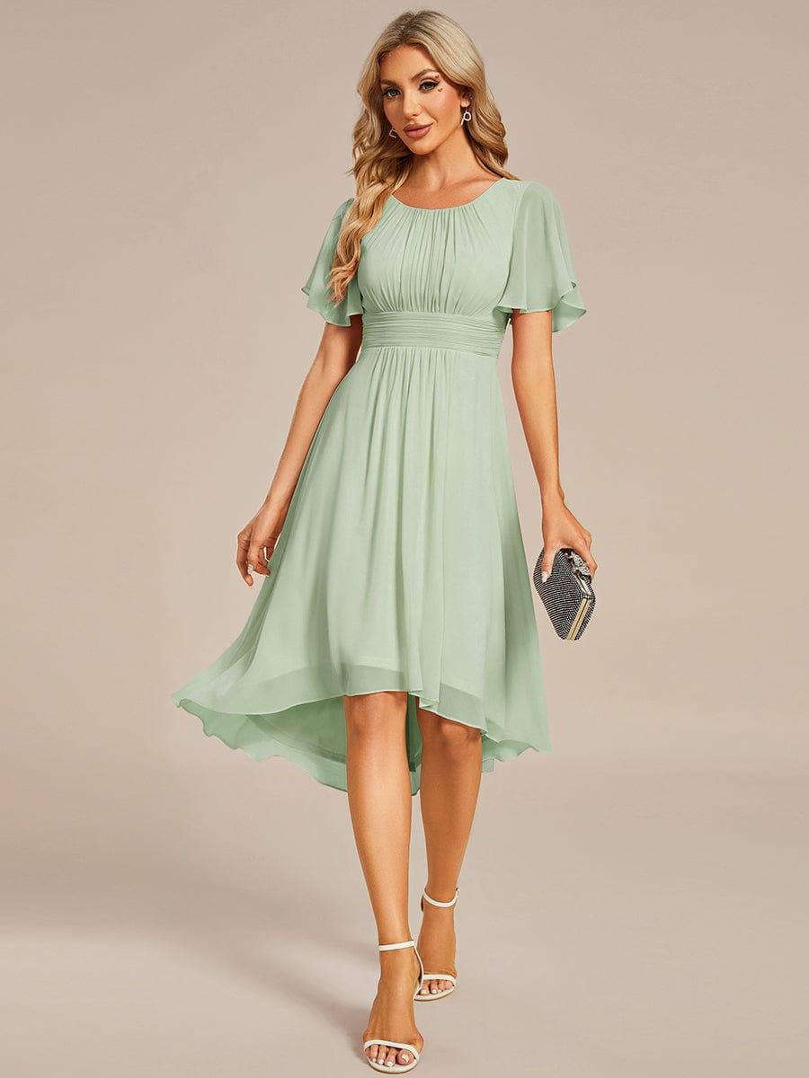 EG02053MG-R4 Flowy Chiffon Round Neckline A-Line Knee Length Wedding Guest Dress - Image 85