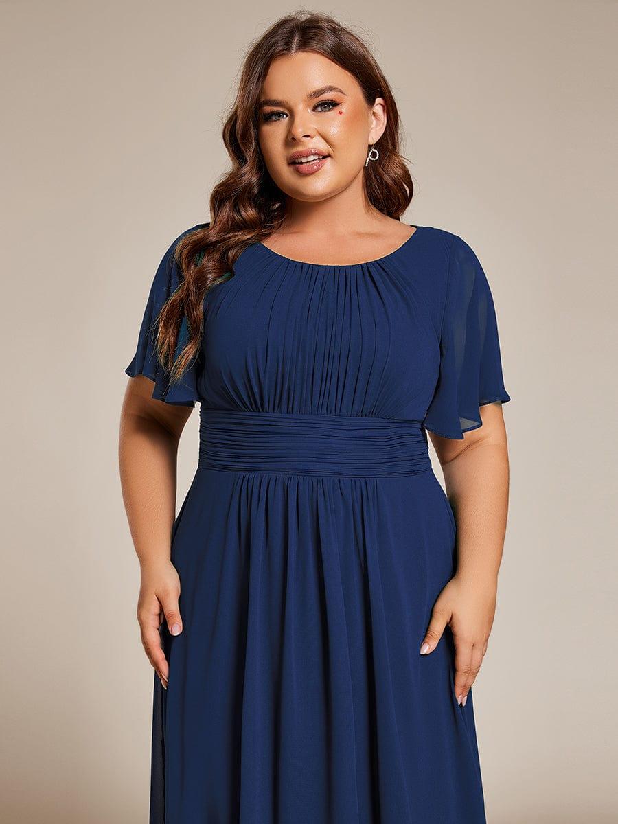 EG02053NB-PR5_e5747913-986d-420b-9f8d-90bd05b20bec Flowy Chiffon Round Neckline A-Line Knee Length Wedding Guest Dress - Image 45