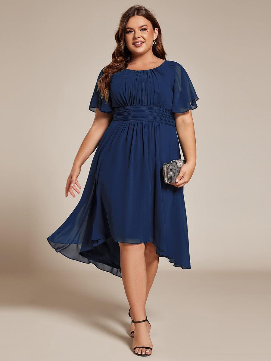 EG02053NB-PR_a83a1ee2-2287-49cb-bac4-4ff823cc9400 Flowy Chiffon Round Neckline A-Line Knee Length Wedding Guest Dress - Image 43