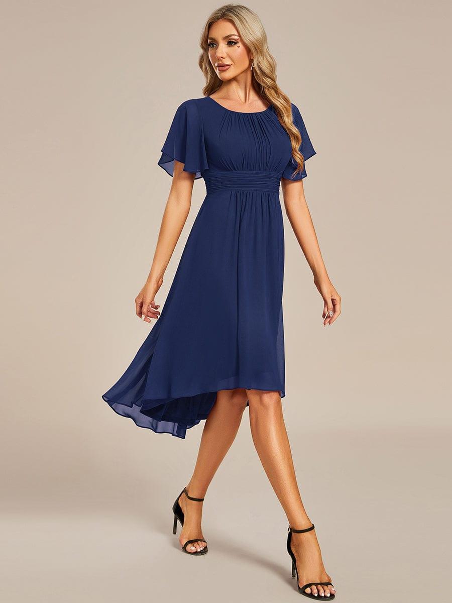 EG02053NB-R3 Flowy Chiffon Round Neckline A-Line Knee Length Wedding Guest Dress - Image 29