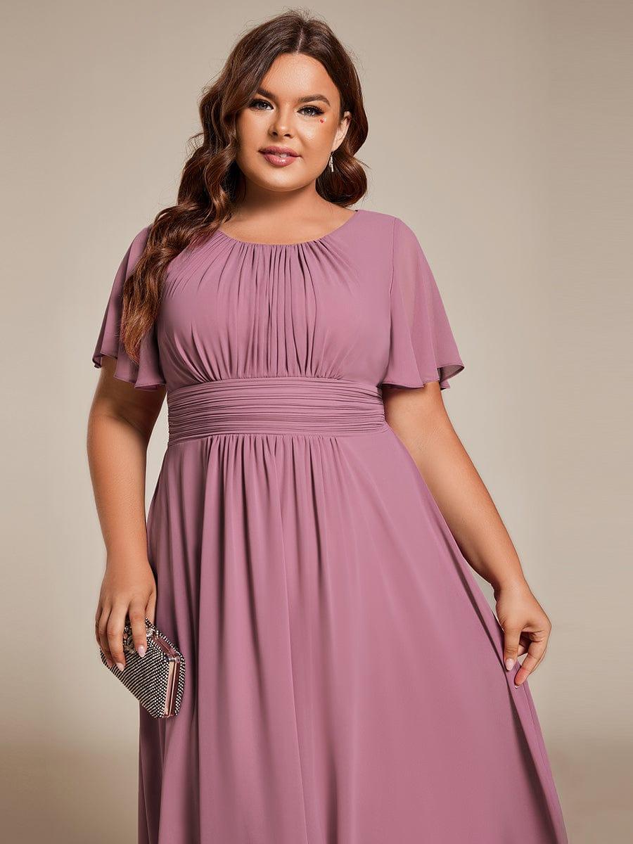 EG02053OD-PR5_8dbf59bb-ee76-449d-805d-9fe8f556b2f6 Flowy Chiffon Round Neckline A-Line Knee Length Wedding Guest Dress - Image 56