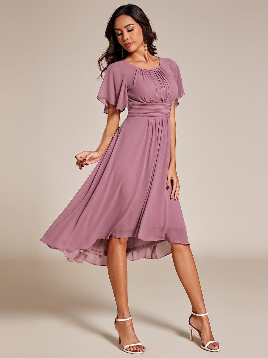 EG02053OD-R3_e8e9603e-e9c9-4a2e-a49d-93f4dd2934fc Flowy Chiffon Round Neckline A-Line Knee Length Wedding Guest Dress - Image 49