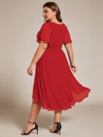 Flowy Chiffon Round Neckline A-Line Knee Length Wedding Guest Dress - Image 148