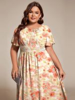 Chic A-Line Pleated Knee-Length Flowy Chiffon Wedding Guest Dress - Image 17